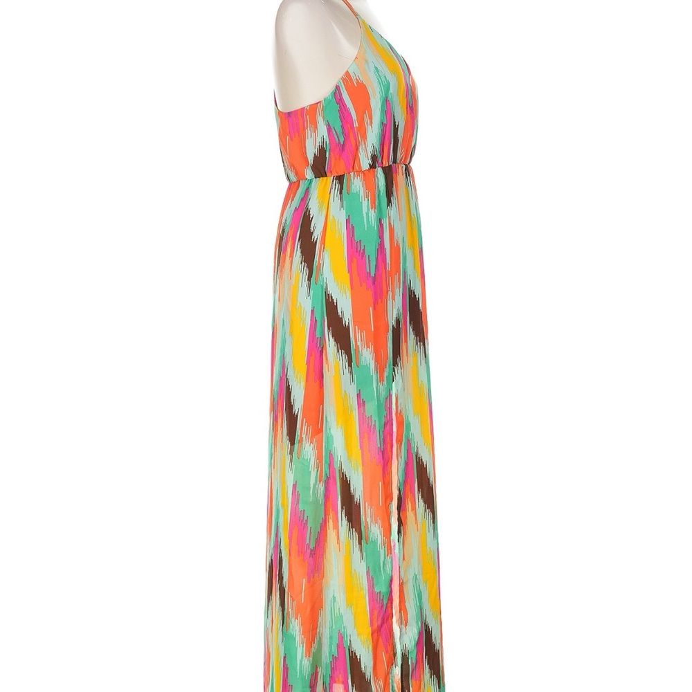 Judith March Orange Yellow Halter Sundress Maxi